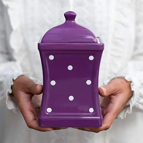 Bocal en céramique grand format 31,5 oz/900 ml motifs violet et blanc à pois – fabrication artisanale, pour cuisine, rangement, idéal comme bocal à biscuits ou cadeau de maison. Bocal en céramique grand format 31,5 oz/900 ml motifs violet et blanc à pois – fabrication artisanale, pour cuisine, rangement, idéal comme bocal à biscuits ou cadeau de maison.