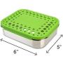 LunchBots Medium Trio II Snack Container - Divided Stainless Steel Food Container - Three Sections for Snacks On The Go - Eco-Friendly, Dishwasher Safe, BPA-Free - Stainless Lid - Green Dots