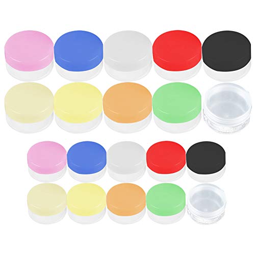 Cosmetic Containers, 20Pack 5g/10g Multicolor Round Pot Jars Empty Cosmetic Containers Set with Lid for Liquid Creams Sample(Mixed Color, with Makeup Spoon)