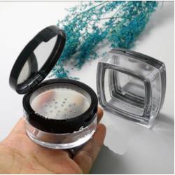 1PC Clear Empty Round Make Up Loose Powder Container Case With Sponge Powder Puff Mirror Black Lid Sifter Compact Glitter Powder Foundation Box Bottle