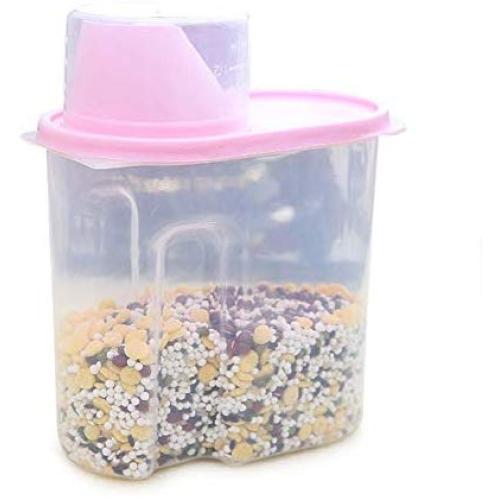 Yagaga Food Storage Airtight Pantry Containers, Food Storage Container Transparent Plastic Sealed Fresh-Keeping Storage Jar Food Storage Organization 4/Set (Pink)