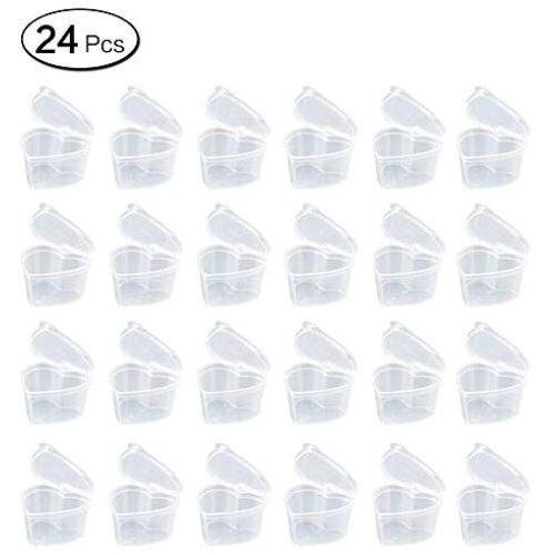 132 24Pcs Heart Shaped Slime Containers Storage Cups Box Leakproof Clear Plastic Lid Deli Sauce Chutney Food Toy Containers