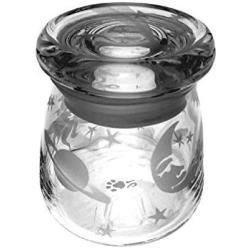 IncisoArt Hand Etched Vibe Storage Jar Sandblasted (Sand Carved) Glass Handmade USA Custom (4.5 Ounce (133ml), Sun Moon Shooting Stars Planets)