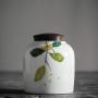 Foylome Set of 4 Hand Drawn Flower Tea Can Kitchen Canister Set with Wood Lids Sugar, Coffee, Flour or Food Storage Jar