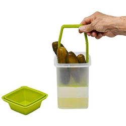 Pickle Storage Container with Strainer Insert, Food Saver (Green Lid) - by Home-X