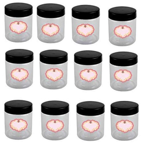 NWFashion 12 Bottle 4OZ Large Clear Empty Plastic Storage Jars Containers …