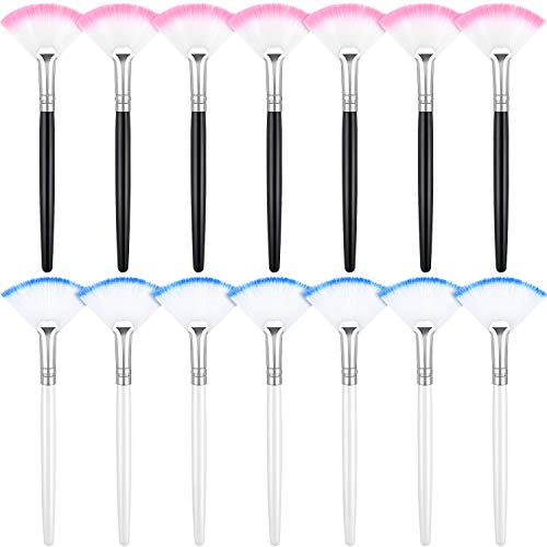 14 Pieces Fan Mask Brushes Facial Mask Brush Acid Applicator Brush Soft Makeup Mask Brushes for Mud Mask Cream