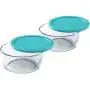 Ensemble de stockage alimentaire en verre Pyrex, 2 tasses, 2 packs, couvercle turquoise. Ensemble de stockage alimentaire en verre Pyrex, 2 tasses, 2 packs, couvercle turquoise.