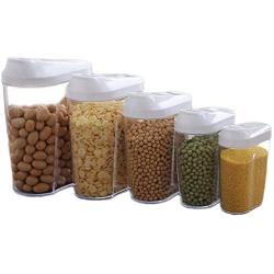 Cookie Jar Cereal Coffee Storage Containers Jar with Lids Airtight Bpa Free Large, Food Storage Containers Jar Plastic for Kitchen Pantry Organization Canister Candy Bulk, 5-Pieces