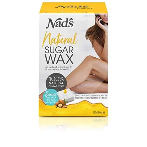 Nads Zuckerwachs Kit - Wachs für Frauen - Körper & Gesicht - Für Alle Hauttypen - Set zur professionellen Haarentfernung zu Hause mit 177 ml Zuckerwachs, Reinigungssapf, Holzspatel & wiederverwendbaren Baumwollstreifen.