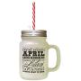 Black April Earth Reawakens Spring Seaosn Frosted Glass Mason Jar With Straw