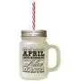 Black April Earth Reawakens Spring Seaosn Frosted Glass Mason Jar With Straw