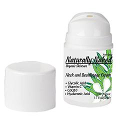 Neck and Décolletage Cream, 1.7 oz (50 ml), Tighten, Firm and Smooth Sagging Neck and Chest Skin, Wrinkles & Fine Lines. AHA cream 5% Glycolic Acid. 4% vitamin C, 70% Organic, Kosher Cert. Mat.