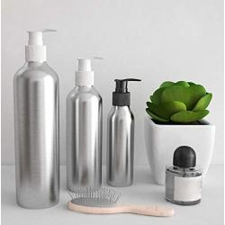 3PCS 120ml/4oz Empty Refillable Aluminum Lotion Pump Bottle Containers Holder Jars With Black PP Pump Head For Cosmetics Essential Oil Cleanser Emulsion Makeup Toiletries Liquid Shampoo Shower Gel