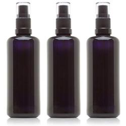 Infinity Jars 100 Ml (3.4 fl oz) Black Ultraviolet Glass Fine Mist Spray Bottle 3-Pack