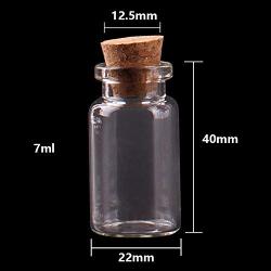 48pcs 224012.5mm 7ml Transparent Glass Spice Bottles Jars With Cork Stopper Wedding Favour Bottle DIY Craft