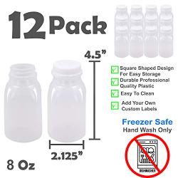 8 oz Small Plastic Milk Drink Juice Water Kids Lunch Bottles with White Caps 12Pk