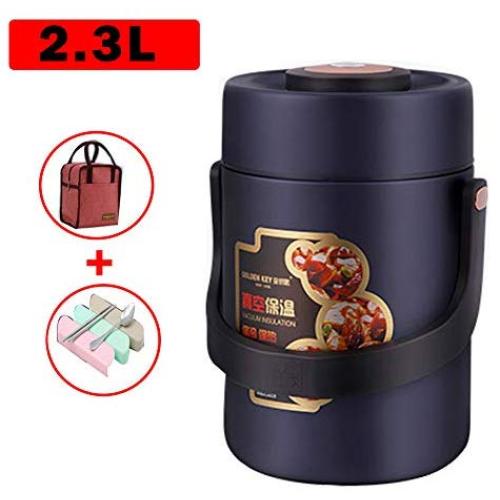 HUINING Food Flask Insulated 304 Stainless Steel Food Jar with Folding Spoon Storage Bag and Sponge Brush Multi-Purpose for Food,2.3L