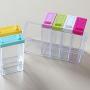 Seasoning Box with Member, Transparent Plastic Cruet Versatile Preserving Jars Pack of 6 with Tray-A