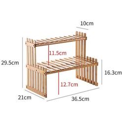 NLYWB 2-Tier Standing Spice Rack, Bamboo Spice Bottle Jars Holder, Kitchen Bathroom Countertop Storage Organizer, Space Saving for Various Bottles, Jar