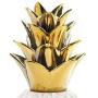 Aspen Tree Pineapple Ceramic Jar White and Gold Decorative Canister with Lid Porcelain Candy Jars, Modern Pineapples Shaped Storage Container Glossy Finish 13 Inch Tropical Island Decor 6" W x 13.5" T