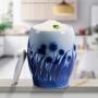 Bouteille à Thé en Céramique Décorative pour Cuisine, Grande Capacité, avec Bouchon - Bleu (20.5 x 15.5 x 26.7 cm)