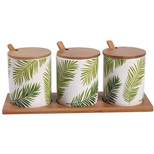 Kitchen seasoning box/Ceramic Condiment Storage Container with Pallet Home Oil Salt jar Seasoning Bottle (Color : B)