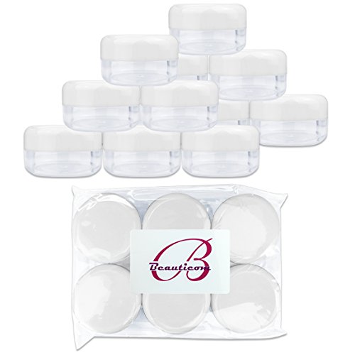 (Quantity: 12 Pieces) Beauticom 15G/15ML (0.5oz) Clear Round Jar with White Lids for Cosmetics, Medication, Lab and Field Research Samples, Beauty and Health Aids - BPA Free