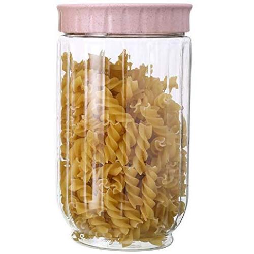 Cereal Containers For Storage With Rotating Seal Cover,Sealed Plastic Container For Stackable,Stackable Jars Dry Food Container,Save Space,0.5L,1L,1.5L,Pink-M-1000ml