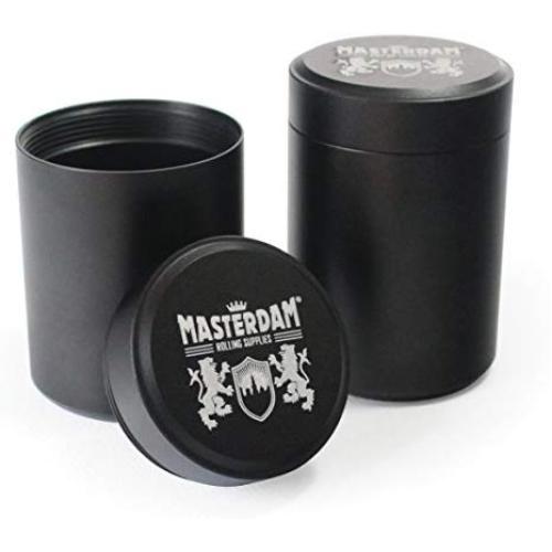 Masterdam Stash Jars - Aluminum Storage Canisters -Airtight, Smell Proof (Black)