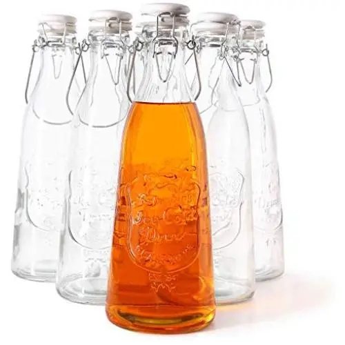 Juvale Glass Bottles with Lids (6 Count) 35.5 Ounces