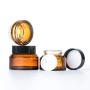 1pcs 15g/30g/50g Empty Amber Green Glass Refillable Bottles Makeup Jar Pot Travel Face Cream Lotion Vials Cosmetic Containers (Color : Brown, Size : 30g)