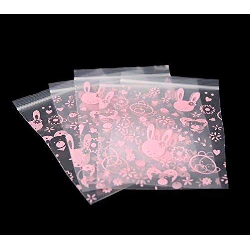 erioctry 100pcs 4x6 Cute Rabbit Printing Zip Lock Bag Self Seal Vacuum Ziplock Packaging Pouches Packing Storage Bag for Sample Wrapping Food and Kitchen Storage