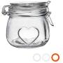 Nicola Spring Heart Glass Storage Jar with Airtight Clip Lid - 500ml - Clear Seal