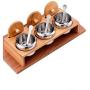 Mini Spice Jars Stainless steel seasoning pot bamboo cover fermenting jar three-piece