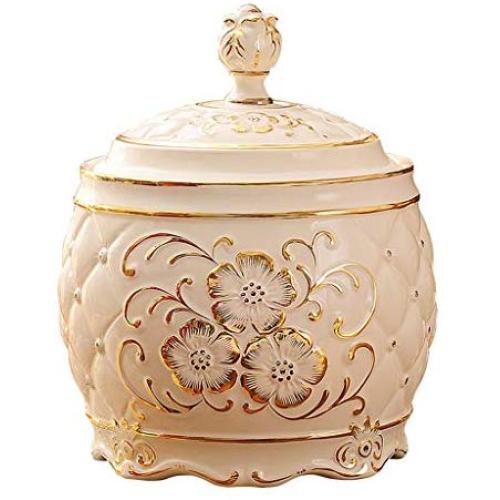 European Airtight Food Storage Containers Canisters with Lids Large Ceramic Porcelain Food Storage Jars,Kitchen Decor,Pantry Organization and Storage for Flour Snacks Sugar Coffee Cereals 5L/10L Beige