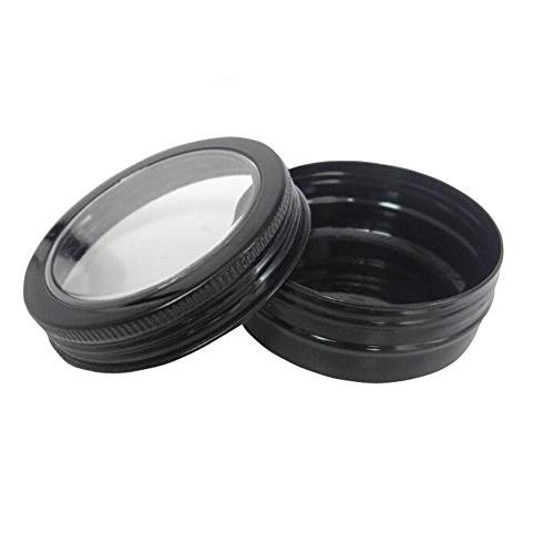 12PCS 60ml Round Clear Window Tin Cans Lid Aluminium Containers Nail Art Lip Balm Makeup Jar Bottle DIY Cream Cosmetic Container(Black)