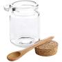 VASANA 1PCS 250ml Empty Clear Durable Glass Food Storage Container Bottle with Cork Stopper and Wooden Spoon Travel Packing Jar for Bath Salt Cosmetic Powder Honey Nuts Suger