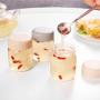 3er Satz Mason Gläsern, Konservierungsgläser, Gläser für Smoothies mit Deckeln zur Verwendung und Aufbewahrung, wiederverwendbarer Behälter für Saft, Milch, Großpackungen, Kaffee, runder Glaskaraffe (Farbe: Rosarot, Größe: 100ml)