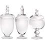 Glass Candy Jars with Lids Clear Glass Apothecary Jars - Set of 3 - Wedding Candy Buffet Containers (Small, Clear)