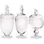 Glas-Süßigkeitenbehälter mit Deckeln – Set von 3 – Klare Glas-Apothekerbehälter für Hochzeits-Süßigkeitenbuffets (Klein, Klar)