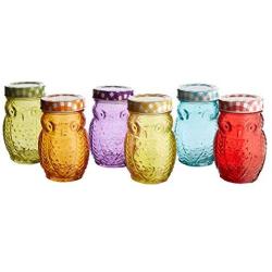 Style Setter 206242-6GB Owl Colors Jars with Lids (Set of 6), Multicolor