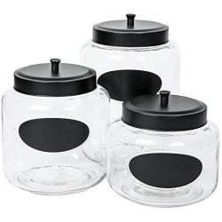 Mason Clear Glass Canisters with Chalk Panels, Set of 3