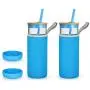 Verres en verre 24oz, Bouteille d'eau en verre, Bouchon en silicone, Support en bambou - Double paroi isotherme - BPA Free (Lot de 2)