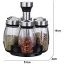 Kitchen Seasoning Container, Rotating Spice Rack, 6 Glass Jar Revolving Countertop Spice Rack Salt and Pepper Shaker Holder Organizer for Home, Restaurant