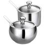 UPKOCH Sugar Bowl with Spoon Lid Stainless Steel Salt Box Spice Racks Storage Case Home Kitchen