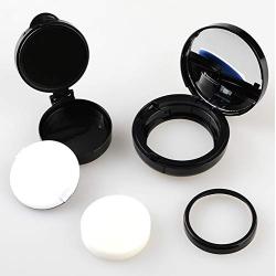 1Pcs 15ml/0.5oz Black Empty Refillable BB Cream Fluid Foundation Box with Gold Line Mirror Powder Puff and Sponge Core DIY Cosmetic Air Cushion Powder Case Jar Container for Makeup