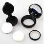 1Pcs 15ml/0.5oz Black Empty Refillable BB Cream Fluid Foundation Box with Gold Line Mirror Powder Puff and Sponge Core DIY Cosmetic Air Cushion Powder Case Jar Container for Makeup