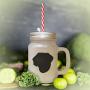 Navy Braque Du Puy Silhouette Frosted Glass Mason Jar With Straw