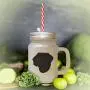 Navy Braque Du Puy Silhouette Frosted Glass Mason Jar With Straw